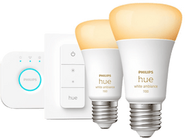 PHILIPS HUE Ampoule Smart White Ambiance E27 8 W - Kit de démarrage (29181200)