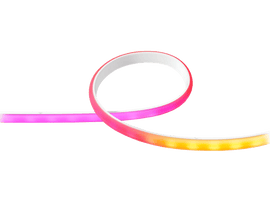 Bande LED flexible avec couleurs dégradées, violet à jaune.