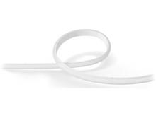 Charger l&#39;image dans la galerie, Une bande lumineuse LED blanche flexible enroulée sur un fond blanc.
