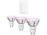 PHILIPS HUE Bundle Essential Spot LED GU10 connecté - Lumière blanche et colorée - 3 pièces + Interrupteur variateur sans fil