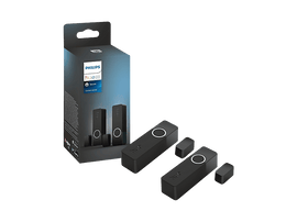 Kit de capteur de contact Philips Hue. Inclut des unités de capteur et une boîte. Noir et blanc.