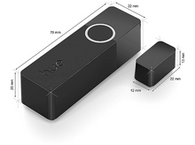 Charger l&#39;image dans la galerie, Rectangle noir, dimensions notées, avec un cercle blanc et un rectangle plus petit à côté.
