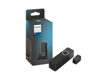 Charger l&#39;image dans la galerie, Une boîte et des composants de capteur de contact Philips Hue, design noir et blanc.
