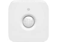 Un détecteur de mouvement Philips Hue blanc et carré. Il possède un capteur central arrondi.
