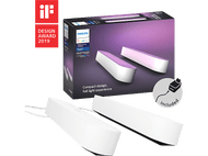Barres lumineuses Philips Hue dans une boîte. Deux barres blanches et une alimentation.