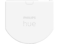 Un appareil Philips Hue blanc, vue de dessus, avec le nom de la marque et le logo.