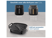 Charger l&#39;image dans la galerie, Une publicité montre des friteuses à air et des accessoires de grill. Les noms de produits et les numéros de modèle sont affichés, soulignant la compatibilité.
