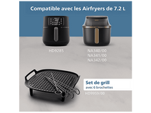 Charger l&#39;image dans la galerie, L&#39;image affiche une friteuse à air, un ensemble de grill et un autre modèle de friteuse à air. Le texte comprend les numéros de modèle et les détails de compatibilité.
