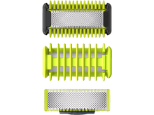 Charger l'image dans la galerie, Trois têtes de rasoir. Le haut est noir et vert. Le milieu est vert. Le bas est noir et argenté.
