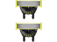 Deux lames de rechange Philips OneBlade. Accents jaunes. Motif noir et blanc.