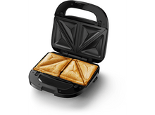 Charger l&#39;image dans la galerie, Sandwichière noire ouverte. Deux sandwichs à l&#39;intérieur. Fond blanc.
