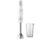 Charger l&#39;image dans la galerie, Un mixeur plongeant Philips blanc avec un verre doseur à côté.
