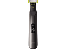 Charger l&#39;image dans la galerie, Tondeuse Philips OneBlade noire et grise, affichage de l&#39;alimentation et de la batterie.
