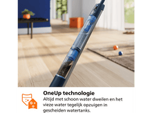 Charger l'image dans la galerie, Gros plan sur un appareil de nettoyage avec de l'eau visible et le texte 'OneUp technologie'.
