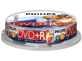 Pack de disques Philips DVD+R, avec disques visibles, détails du produit.