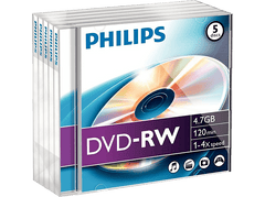 PHILIPS Pack 5 DVD-RW 4.7 GB 4x (DN4S4J05F/00)