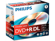 Boîte Philips DVD+R DL. La boîte montre un DVD avec le texte 