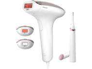 Appareil d'épilation IPL Philips Lumea Advanced blanc avec deux têtes supplémentaires.
