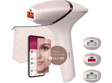 Charger l&#39;image dans la galerie, Appareil Philips Lumea rose, téléphone avec interface d&#39;application et trois têtes.
