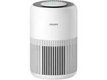 Charger l'image dans la galerie, Purificateur d'air blanc avec un dessus arrondi et une partie inférieure rayée. Marque 'PHILIPS'.
