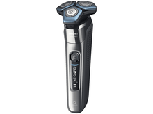 Charger l&#39;image dans la galerie, Rasoir électrique Philips Série 7000, argent et bleu, sur fond blanc.
