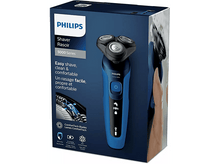 Charger l&#39;image dans la galerie, Une boîte de rasoir Philips avec un rasoir bleu et une image d&#39;un homme en train de se raser.
