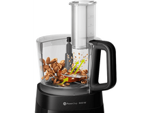 Charger l&#39;image dans la galerie, Un robot culinaire avec des amandes et des noix à l&#39;intérieur, avec des flèches indiquant le hachage.
