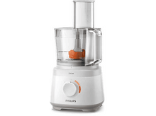 Charger l&#39;image dans la galerie, Robot culinaire Philips blanc. Il a un bol transparent et des accents orange.
