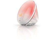 Charger l&#39;image dans la galerie, Un réveil avec une base blanche et un dessus rouge et blanc. L&#39;heure est 06h30.
