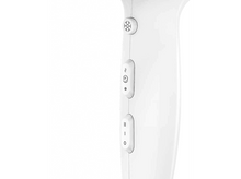 Charger l&#39;image dans la galerie, Sèche-cheveux blanc avec boutons de commande : flocon de neige, vapeur et réglages de puissance.
