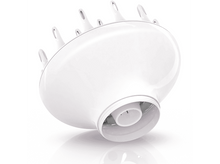 Charger l&#39;image dans la galerie, Accessoire diffuseur de sèche-cheveux blanc. Il a une forme ronde, avec de multiples trous.
