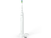 Charger l&#39;image dans la galerie, Brosse à dents électrique Philips Sonicare blanche avec socle de charge et câble USB.
