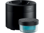 Purificateur d'air Philips noir avec un conteneur de filtre bleu.