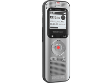 Charger l'image dans la galerie, Enregistreur vocal numérique argent et noir. Il possède un écran, des boutons et un microphone.
