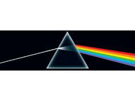 Pochette de l'album Pink Floyd : fond noir avec un prisme et un arc-en-ciel.