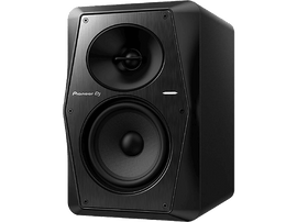 Enceinte Pioneer DJ noire avec un haut-parleur sombre et un tweeter.