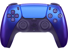 Charger l&#39;image dans la galerie, Manette DualSense PlayStation 5 en dégradé bleu et violet. Boutons : triangle, carré, cercle, croix et croix directionnelle.
