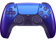 Manette DualSense PlayStation 5 en dégradé bleu et violet. Boutons : triangle, carré, cercle, croix et croix directionnelle.