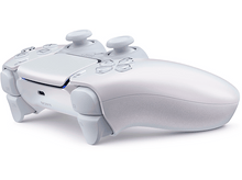 Charger l&#39;image dans la galerie, Manette DualSense PS5 blanche sur fond blanc, vue en angle. Deux joysticks en haut.
