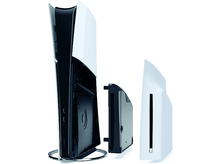 Charger l&#39;image dans la galerie, Composants de la console PlayStation 5 : panneaux latéraux blancs, cœur noir et support. La console est blanche et noire.
