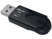 Charger l&#39;image dans la galerie, Une clé USB noire et bleue avec le texte &#39;PNY 64GB USB 3.1&#39;.
