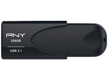 Charger l&#39;image dans la galerie, Clé USB PNY noire. Capacité de 256 Go. USB 3.1. Le fond est blanc.
