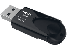 Charger l&#39;image dans la galerie, Clé USB 3.1 PNY noire 256 Go. Connecteur USB argenté.
