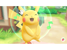 Charger l'image dans la galerie, Pikachu avec une expression joyeuse, bras levés. Des notes de musique vertes et des rayons l'entourent.
