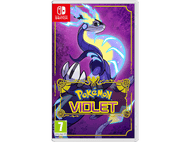 Boîte de jeu Pokemon Violet pour Nintendo Switch. Comprend un thème violet, avec des personnages Pokemon et le titre du jeu.