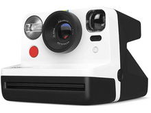 Charger l&#39;image dans la galerie, Un appareil photo Polaroid blanc avec une base noire et un flash, un bouton rouge et une lentille.
