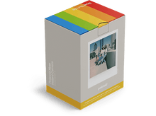 Charger l&#39;image dans la galerie, Boîte d&#39;appareil photo instantané Polaroid Now avec un motif à rayures arc-en-ciel et une photo de personnes.
