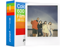 Charger l&#39;image dans la galerie, Boîte de film Polaroid avec une photo de quatre personnes et un arc-en-ciel en arrière-plan.
