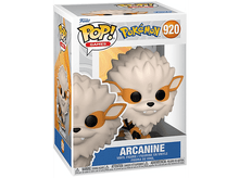 Charger l&#39;image dans la galerie, Figurine Arcanine Pokémon dans une boîte. Couleurs blanc et orange. Funko Pop ! Jeux. Fond blanc.
