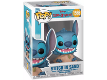 Charger l&#39;image dans la galerie, Boîte Funko Pop de la figurine Stitch in sand. Stitch souriant.
